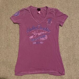 Harley Davidson HD Motorcycle Biker Girls V Neck T-Shirt